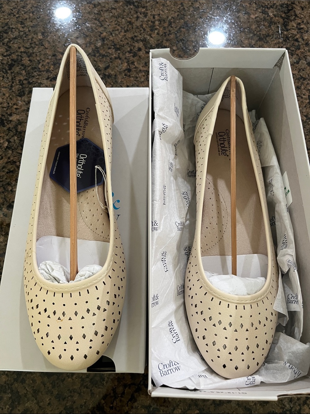 croft & barrow Cream Perforated Ballet Flats